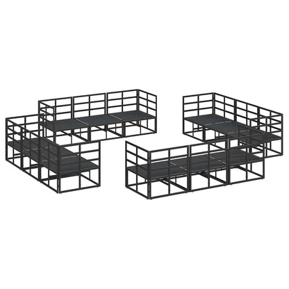 Garten-Sofa-Set mit Kissen 12 pcs Schwarz Aluminium