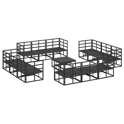 Garten-Sofa-Set mit Kissen 13 pcs Schwarz Aluminium