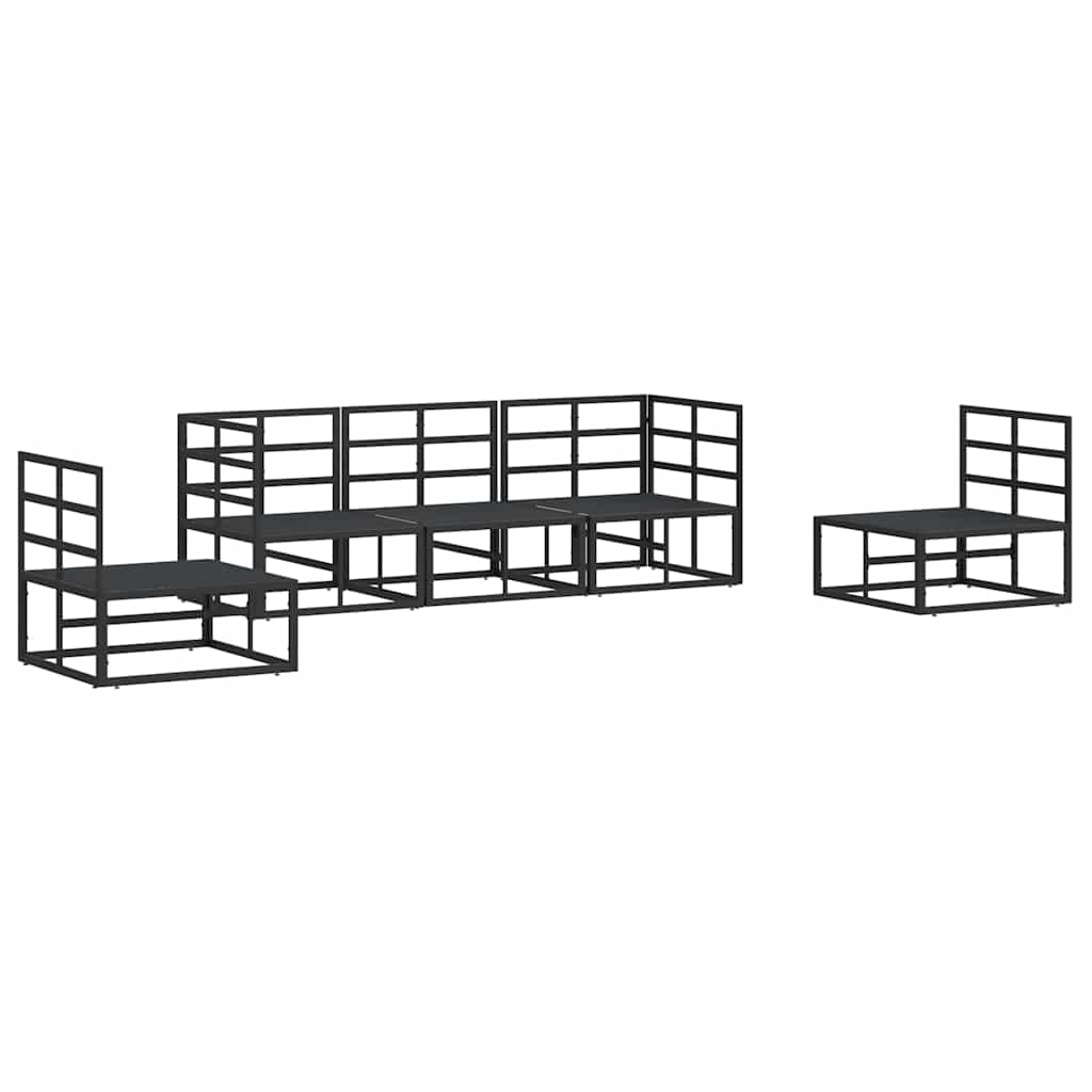 Garten-Sofa-Set mit Kissen 5 pcs Schwarz Aluminium