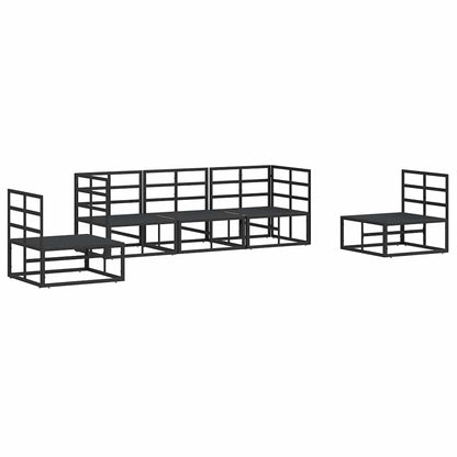Garten-Sofa-Set mit Kissen 5 pcs Schwarz Aluminium