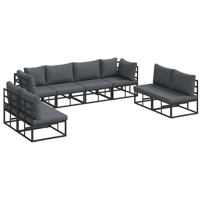 Garten-Sofa-Set mit Kissen 8 pcs Schwarz Aluminium