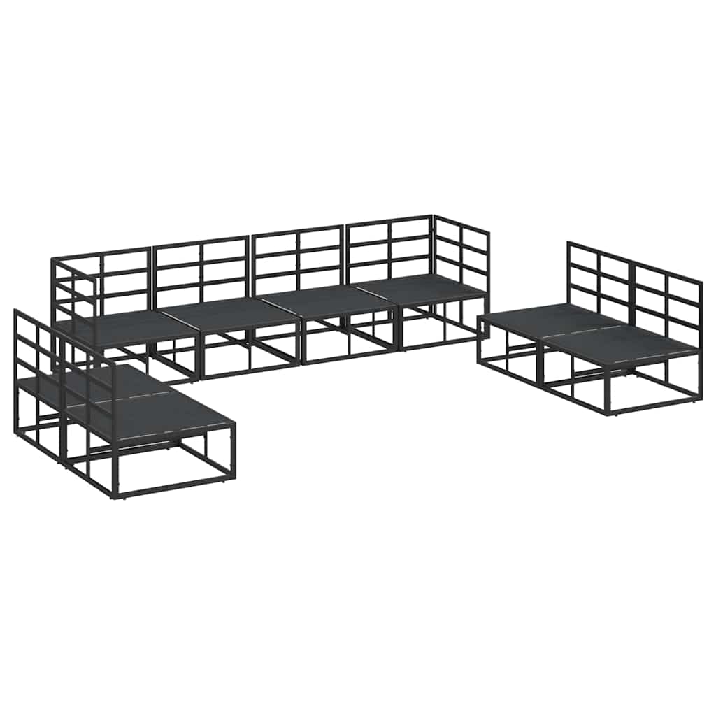 Garten-Sofa-Set mit Kissen 8 pcs Schwarz Aluminium