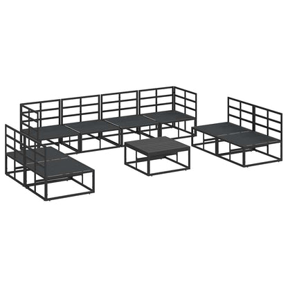 Garten-Sofa-Set mit Kissen 9 pcs Schwarz Aluminium