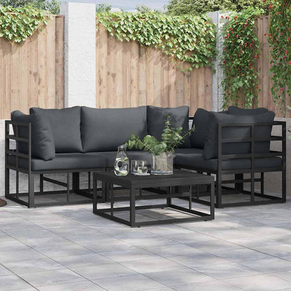 Garten-Sofa-Set mit Kissen 4 pcs Schwarz Aluminium