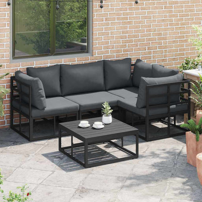 Garten-Sofa-Set mit Kissen 4 pcs Schwarz Aluminium