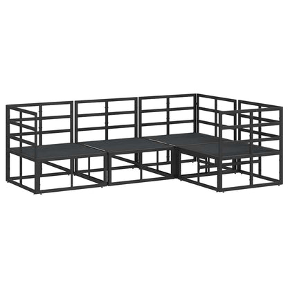 Garten-Sofa-Set mit Kissen 4 pcs Schwarz Aluminium