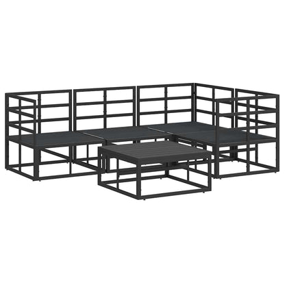 Garten-Sofa-Set mit Kissen 5 pcs Schwarz Aluminium