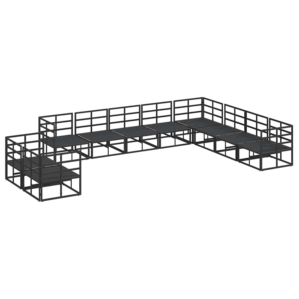 Garten-Sofa-Set mit Kissen 10 pcs Schwarz Aluminium