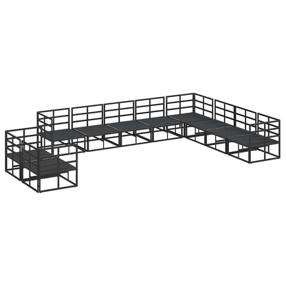 Garten-Sofa-Set mit Kissen 10 pcs Schwarz Aluminium