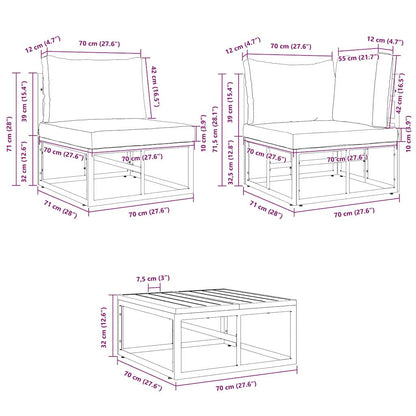 Garten-Sofa-Set mit Kissen 11 pcs Schwarz Aluminium