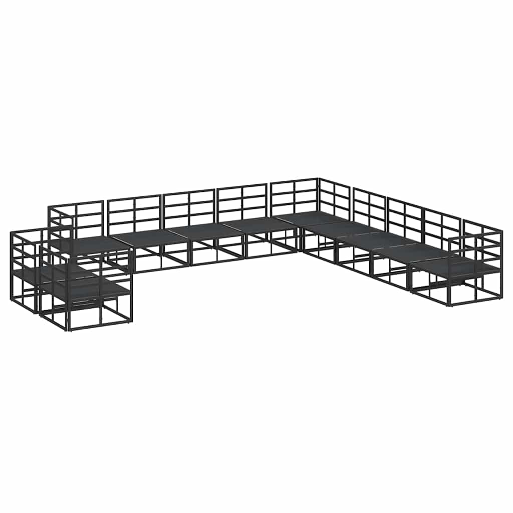 Garten-Sofa-Set mit Kissen 11 pcs Schwarz Aluminium