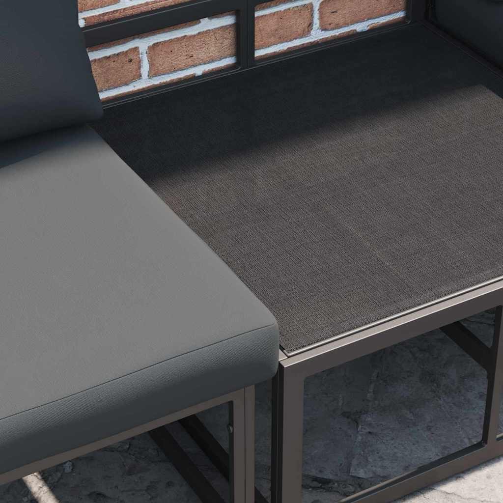 Garten-Sofa-Set mit Kissen Schwarz Aluminium