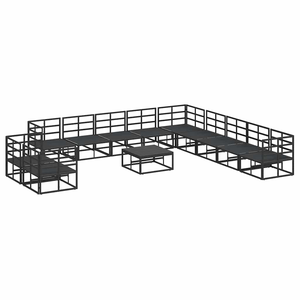 Garten-Sofa-Set mit Kissen 12 pcs Schwarz Aluminium
