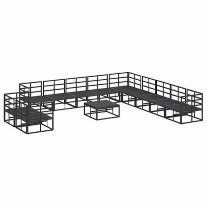 Garten-Sofa-Set mit Kissen 12 pcs Schwarz Aluminium