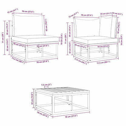 Garten-Sofa-Set mit Kissen 12 pcs Schwarz Aluminium