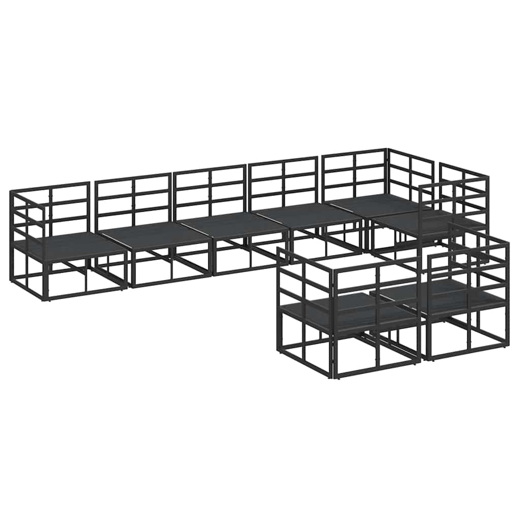 Garten-Sofa-Set mit Kissen 8 pcs Schwarz Aluminium