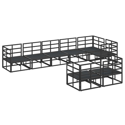 Garten-Sofa-Set mit Kissen 8 pcs Schwarz Aluminium