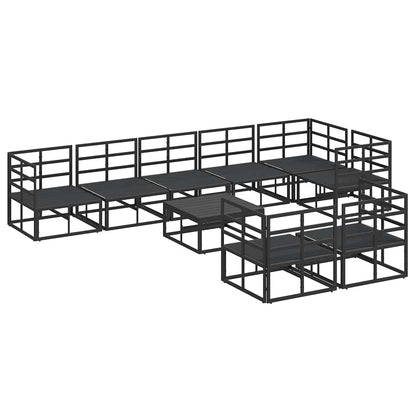 Garten-Sofa-Set mit Kissen 9 pcs Schwarz Aluminium