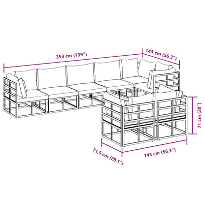 Garten-Sofa-Set mit Kissen 9 pcs Schwarz Aluminium