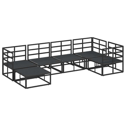 Garten-Sofa-Set mit Kissen 6 pcs Schwarz Aluminium
