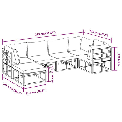 Garten-Sofa-Set mit Kissen 6 pcs Schwarz Aluminium