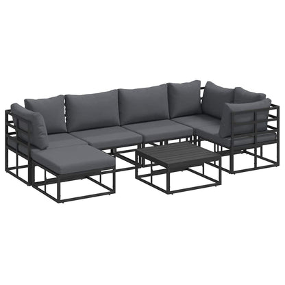 Garten-Sofa-Set mit Kissen 7 pcs Schwarz Aluminium