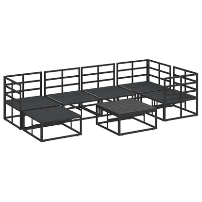 Garten-Sofa-Set mit Kissen 7 pcs Schwarz Aluminium