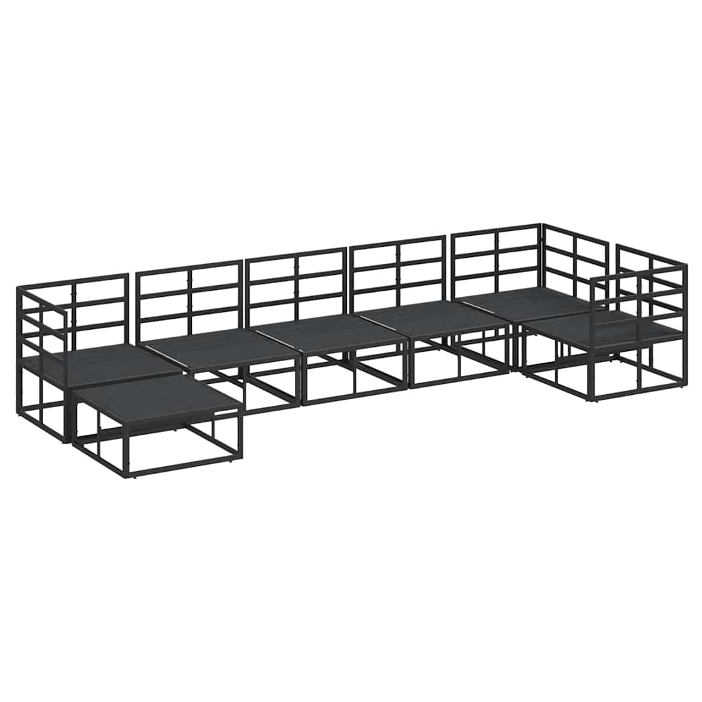 Garten-Sofa-Set mit Kissen 7 pcs Schwarz Aluminium