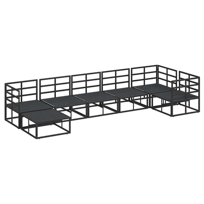 Garten-Sofa-Set mit Kissen 7 pcs Schwarz Aluminium