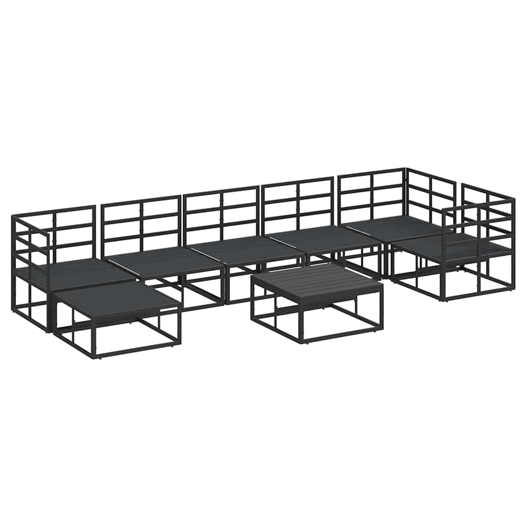 Garten-Sofa-Set mit Kissen 8 pcs Schwarz Aluminium