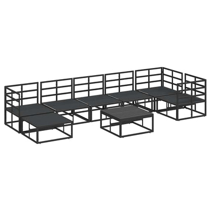 Garten-Sofa-Set mit Kissen 8 pcs Schwarz Aluminium