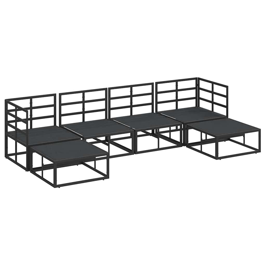 Garten-Sofa-Set mit Kissen 6 pcs Schwarz Aluminium