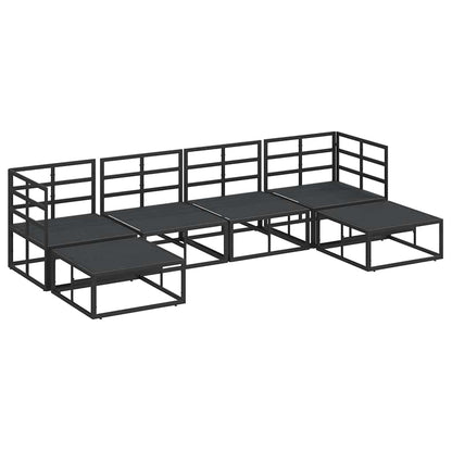 Garten-Sofa-Set mit Kissen 6 pcs Schwarz Aluminium