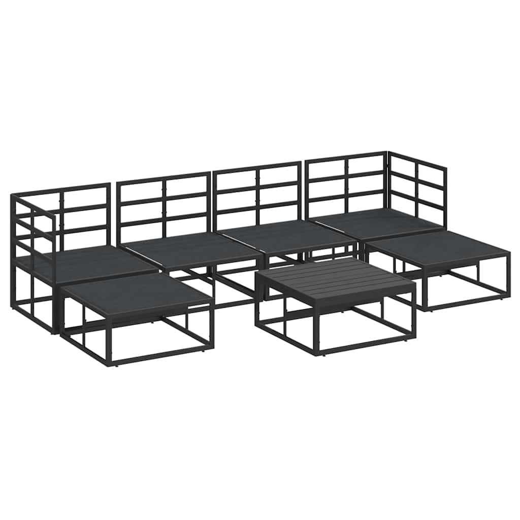 Garten-Sofa-Set mit Kissen 7 pcs Schwarz Aluminium