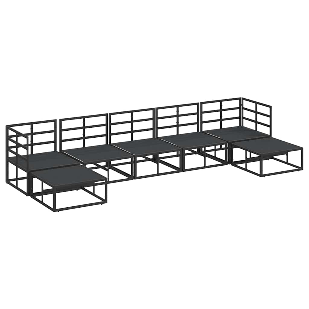 Garten-Sofa-Set mit Kissen 7 pcs Schwarz Aluminium