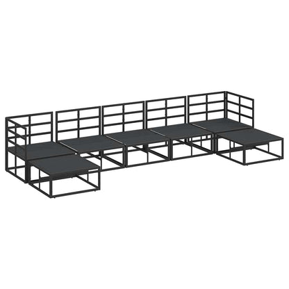 Garten-Sofa-Set mit Kissen 7 pcs Schwarz Aluminium