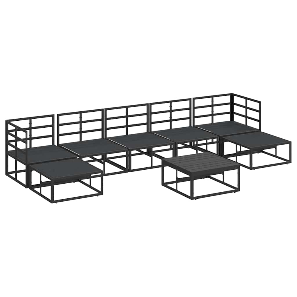 Garten-Sofa-Set mit Kissen 8 pcs Schwarz Aluminium