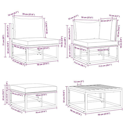 Garten-Sofa-Set mit Kissen 8 pcs Schwarz Aluminium