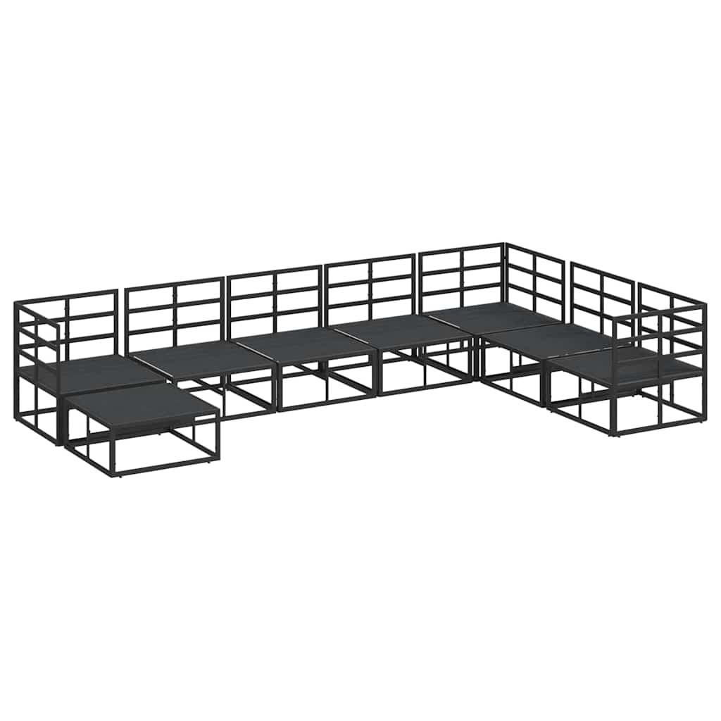 Garten-Sofa-Set mit Kissen 8 pcs Schwarz Aluminium