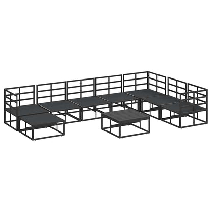 Garten-Sofa-Set mit Kissen 9 pcs Schwarz Aluminium