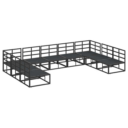 Garten-Sofa-Set mit Kissen 9 pcs Schwarz Aluminium