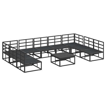 Garten-Sofa-Set mit Kissen 10 pcs Schwarz Aluminium