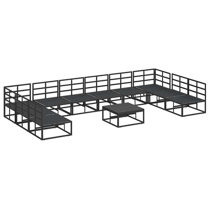 Garten-Sofa-Set mit Kissen 11 pcs Schwarz Aluminium