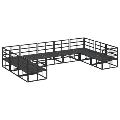 Garten-Sofa-Set mit Kissen 9 pcs Schwarz Aluminium