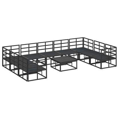 Garten-Sofa-Set mit Kissen 10 pcs Schwarz Aluminium