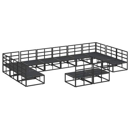 Garten-Sofa-Set mit Kissen 12 pcs Schwarz Aluminium