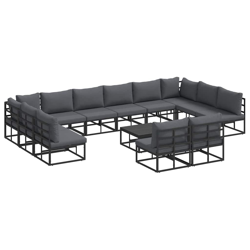 Garten-Sofa-Set mit Kissen 13 pcs Schwarz Aluminium