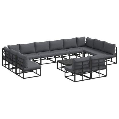 Garten-Sofa-Set mit Kissen 13 pcs Schwarz Aluminium