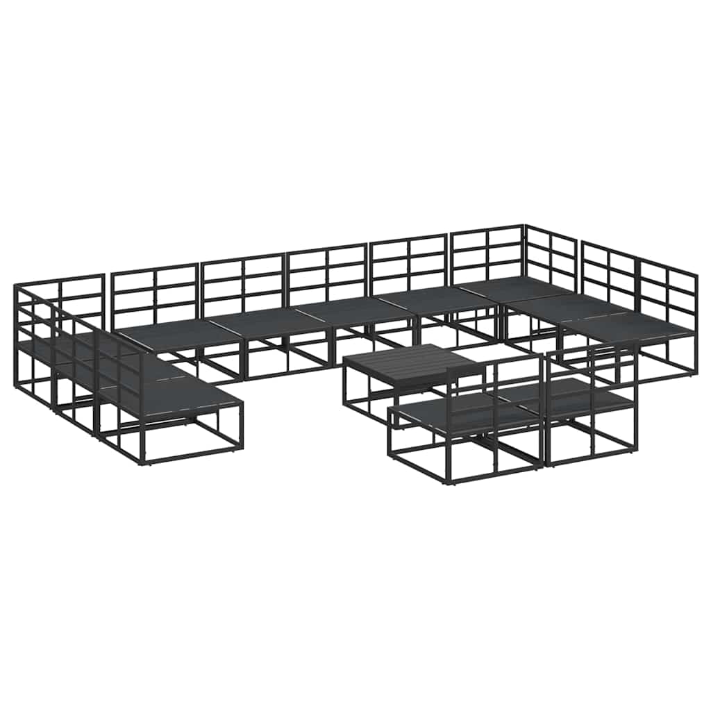 Garten-Sofa-Set mit Kissen 13 pcs Schwarz Aluminium