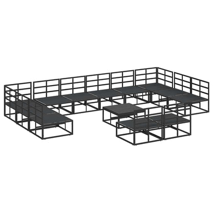 Garten-Sofa-Set mit Kissen 13 pcs Schwarz Aluminium